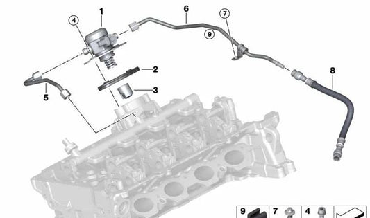 Tubo di carburante OEM 13538635510 per BMW F20, F21, F22, F23, F30, F31, F34, F32, F33, F36. BMW originale.