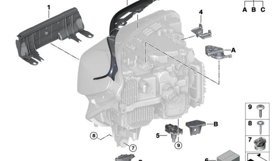 Soporte de faro izquierdo para BMW G32N (OEM 63119879651). Original BMW