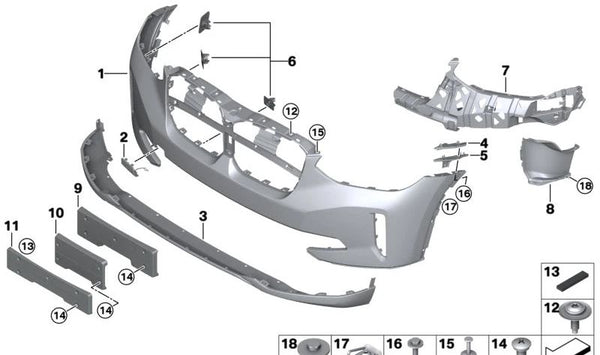 Soporte de fijación OEM 51115A32123 para BMW G08. Original BMW.