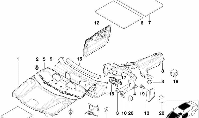 Aislamiento acústico para BMW Serie 7 E38 (OEM 51488160432). Original BMW