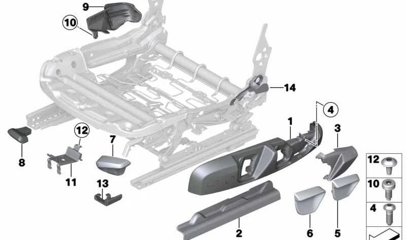 Cubierta exterior derecha del asiento OEM 52107293582 para BMW F20, F21, F22, F23, F87, F30, F31, F34, F80, F32, F36, F82. Original BMW.