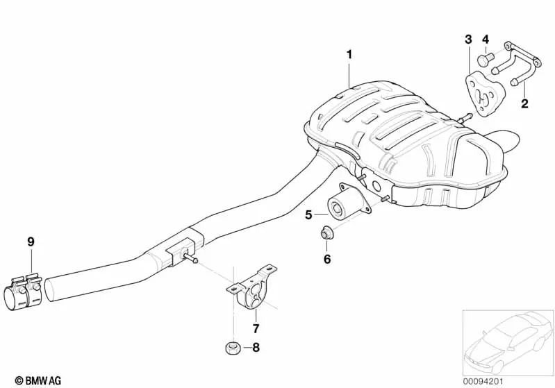 Cojinete de goma para BMW E46 (OEM 18207786468). Original BMW