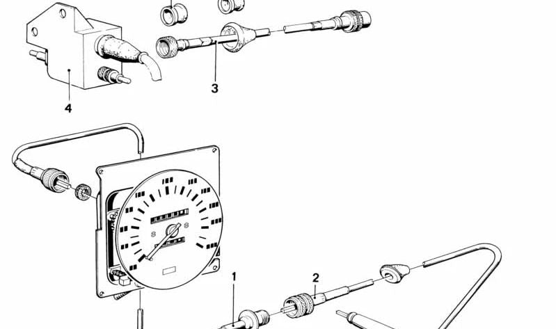 Parte inferior del cable del velocímetro para BMW Serie 3 E21 (OEM 62121360282). Original BMW