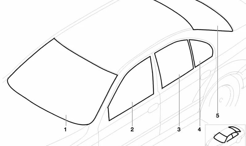 Green infrared windshield with green stripe for BMW 5 Series E39 (OEM 51318259324). Original BMW