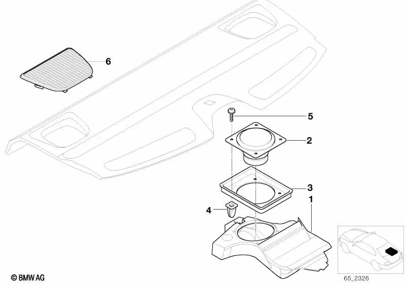 Altavoz para BMW Serie 5 E39, Serie 7 E38 (OEM 65138352687). Original BMW