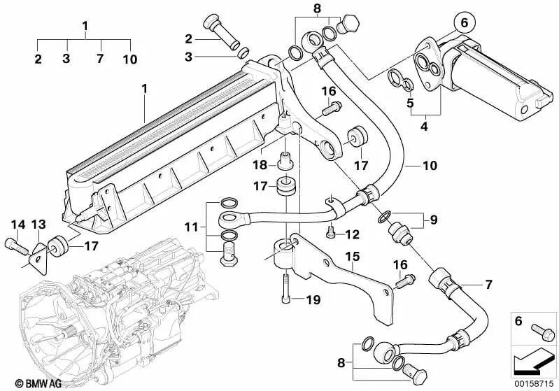 Einschraubstutzen para BMW Serie 5 E60, E61N, Serie 6 E63, E64 (OEM 17222283138). Original BMW