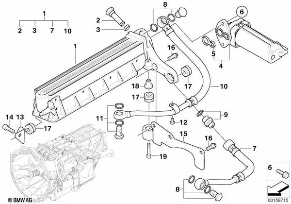 Einschraubstutzen para BMW Serie 5 E60, E61N, Serie 6 E63, E64 (OEM 17222283138). Original BMW