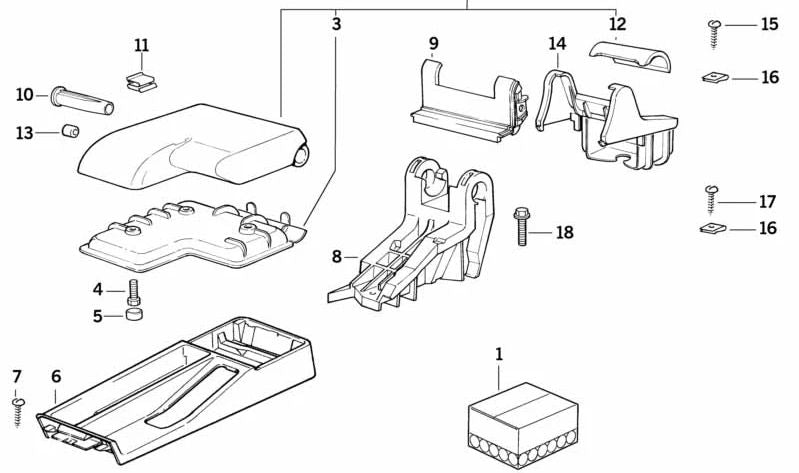 Consola Inferior para BMW Serie 3 E36 (OEM 51168162139). Original BMW