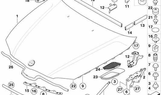 Resorte a gas para capó delantero para BMW E92N, E93N (OEM 41618056705). Original BMW