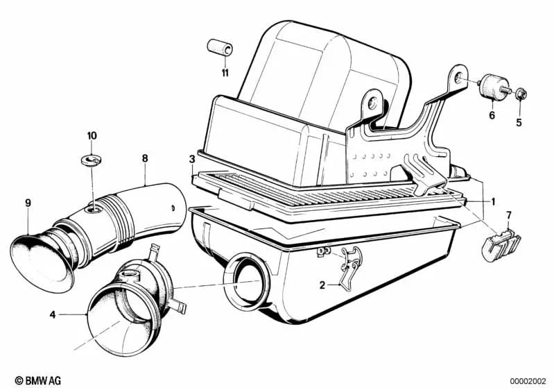 Tubo de admisión para BMW E28 (OEM 13711707647). Original BMW.