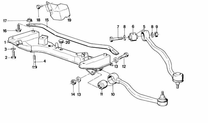 Juego de Soportes de Goma para BMW E28 (OEM 31129058817). Original BMW