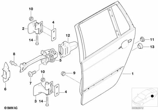 Puerta trasera derecha para BMW Serie 3 E46 (OEM 41527034156). Original BMW