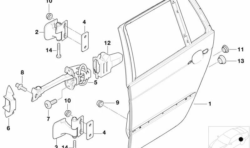 Tope para freno de puerta trasera izquierda OEM 51228231995 para BMW E46. Original BMW.