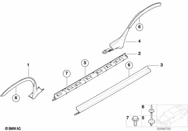 Cubierta del umbral izquierdo para BMW X5 E53 (OEM 51718408705). Original BMW