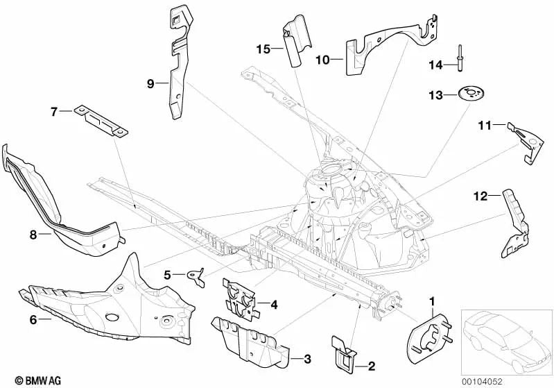 Links -Impact -schockierende Unterstützung für die BMW 3 E46 -Serie (OEM 41118209651). Original BMW