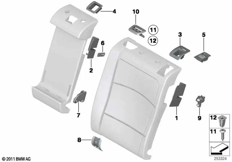 Tapa bloqueo central para BMW Serie 5 F11, F11N (OEM 52207269756). Original BMW