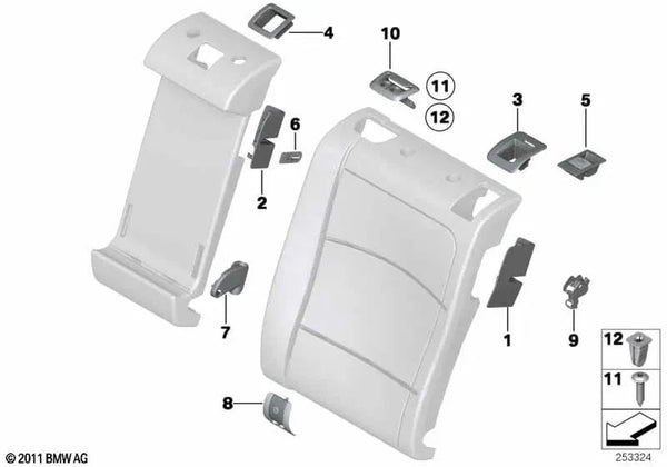 Cubierta Isofix para BMW Serie 5 F11, F11N (OEM 52207267097). Original BMW