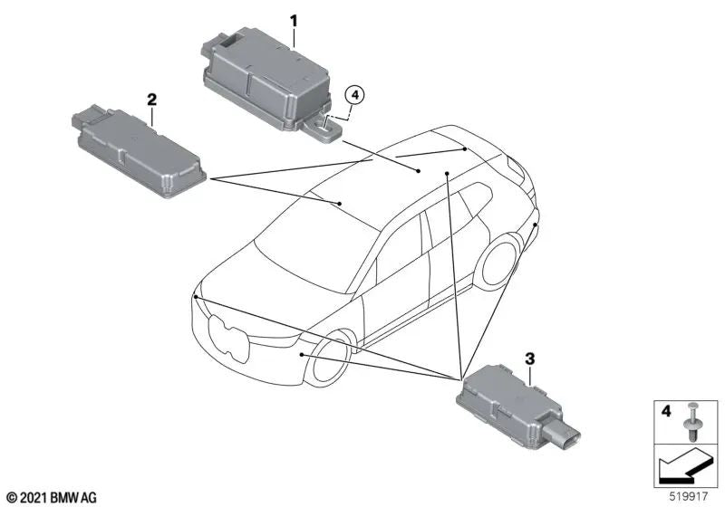 Receptor de Control Remoto para BMW i I20, X1 U11 (OEM 61355A3EC73). Original BMW