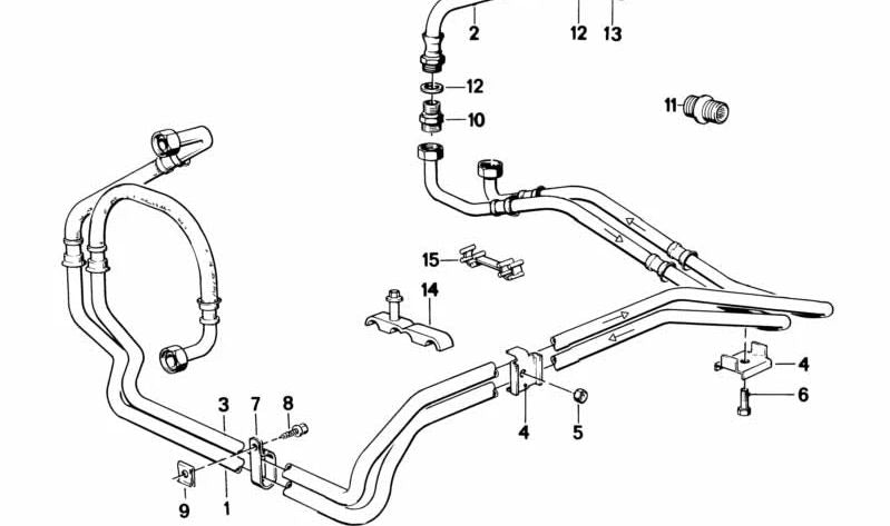 Tubería de retorno del radiador de aceite OEM 17221709340 para BMW E30. Original BMW.