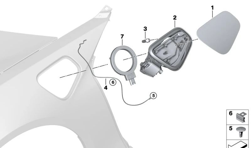 Tapa cubierta para puerto de carga OEM 51177316840 para BMW I12, I15. Original BMW.