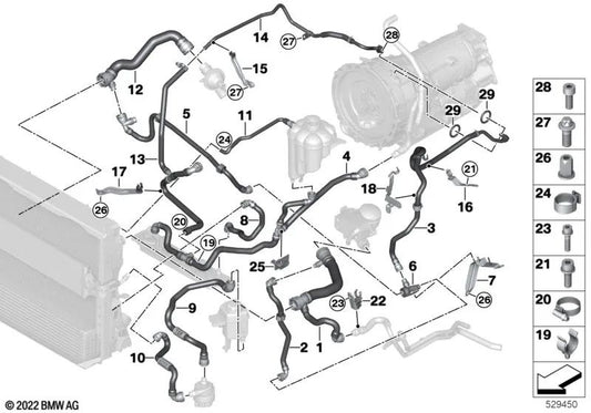 Leitung coolant cooler-thermostat for BMW X5 F15, X6 F16 (OEM 17127644094). Genuine BMW