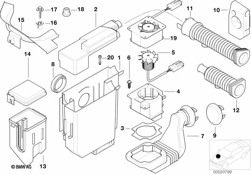 Tuelle para BMW E46, F30, F80 (OEM 12901739877). Original BMW