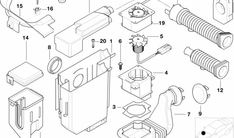 Ventilador de calefacción con soporte OEM 12902239364 para BMW E36, Z3. Original BMW.