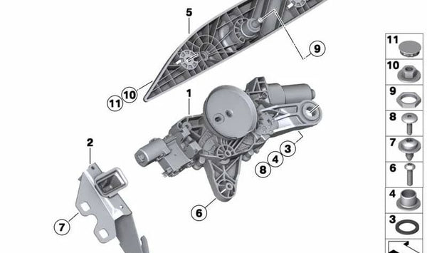 Cerradura de la luneta trasera para BMW F31, F11 (OEM 51247250299). Original BMW