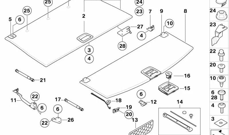 Asa de bandeja para maletero para BMW E61 (OEM 51476958163). Original BMW