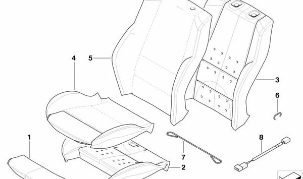 Funda de respaldo en cuero sintético OEM 52103412170 para BMW X3 E83. Original BMW.