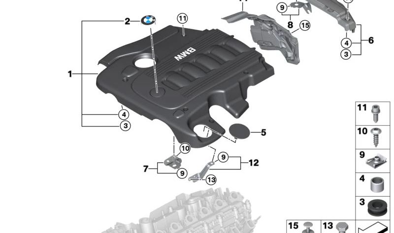 Cubierta para BMW E90, E91, E92, E60, E61, E63, E64, E65, E66, E83N, E70, E71 (OEM 11147788915). Original BMW