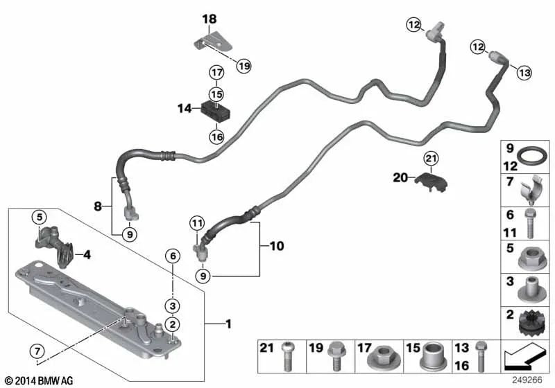 Tubería de Refrigeración de Aceite para BMW E70, E71 (OEM 17227795490). Original BMW.