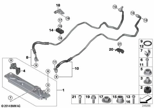 Oil Cooler Pipe for BMW E70, E71 (OEM 17227795490). Original BMW.