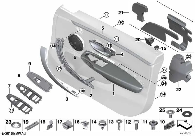 Left front decorative strip for BMW 4 Series F36, F36N (OEM 51417346919). Genuine BMW.