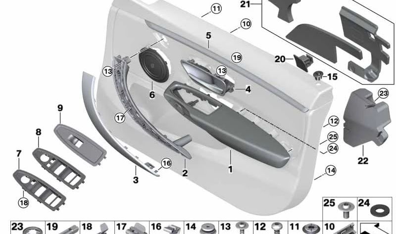 Cubierta interruptor elevalunas lado conductor OEM 51417289347 para BMW F30, F31, F34, F36. Original BMW