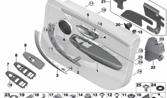 Apoyabrazos de cuero delantero izquierdo para BMW Serie 4 F36, F36N (OEM 51417368245). Original BMW