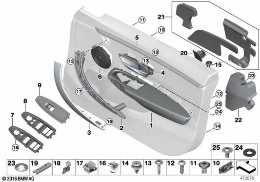 Reposabrazos de cuero delantero izquierdo para BMW F36, F36N (OEM 51417368235). Original BMW