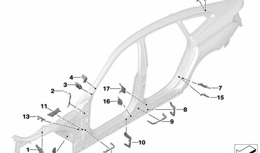 Pieza exterior del pilar B trasero izquierdo OEM 41007392831 para BMW G32. Original BMW.