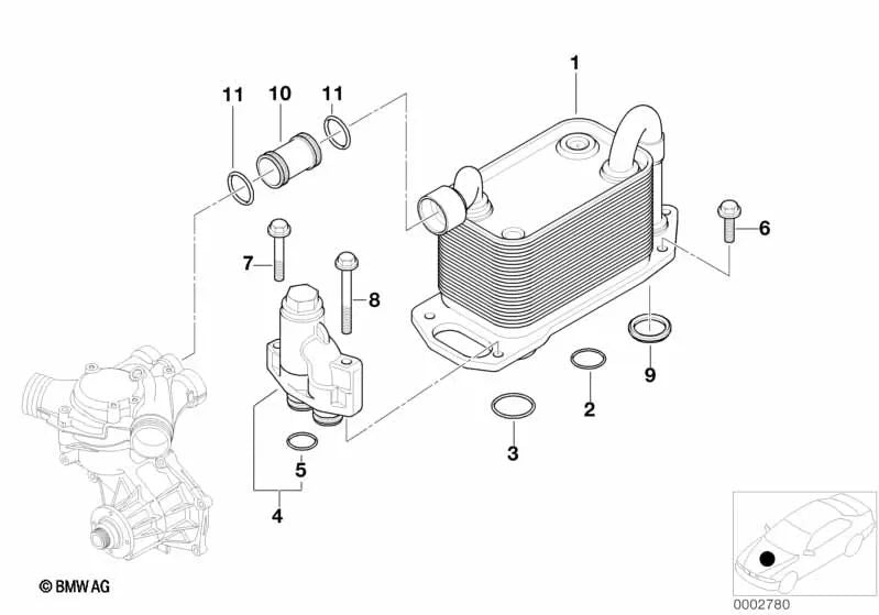 Anillo de sello para BMW E39, E52 (OEM 11441406702). Original BMW