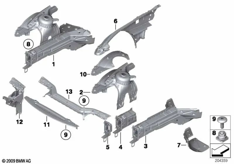 Soporte de elemento de deformación derecho para BMW Z4 E89 (OEM 41007224894). Original BMW