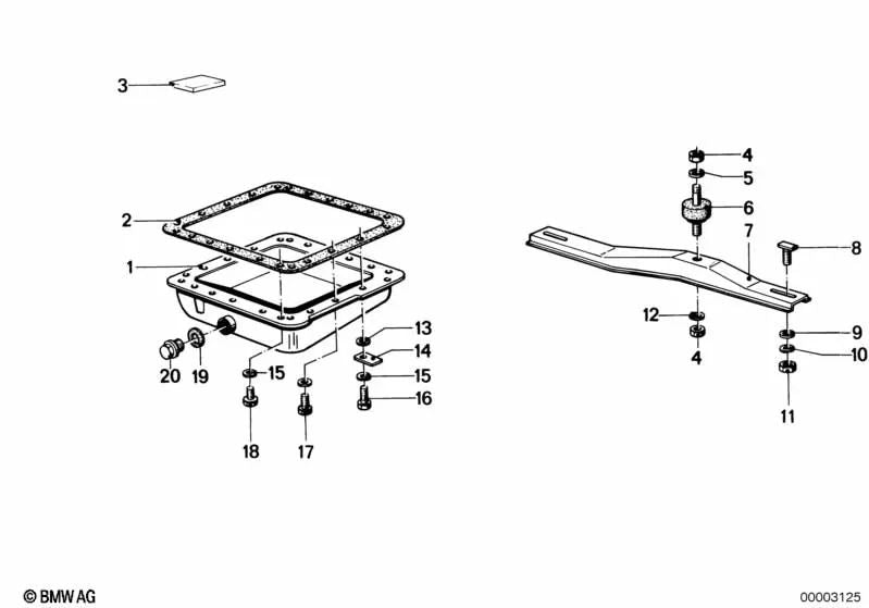 Asbestos-free gasket for BMW 5 Series E12 (OEM 24111606171). Genuine BMW