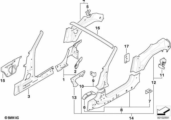 Panel lateral interior izquierdo para BMW Z4 E85 (OEM 41007064683). Original BMW.