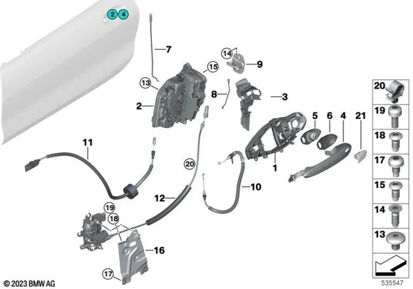 Varilla de activación puerta delantera izquierda para BMW F91, F92, G14, G15 (OEM 51217428517). Original BMW