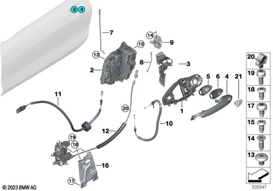 Cerradura de sistema izquierda para BMW F90, G30, G31, G32, G11N, G12N, F92, G15, G16, F95, G05, F96, G06, G07, G09 (OEM 51217477709). Original BMW