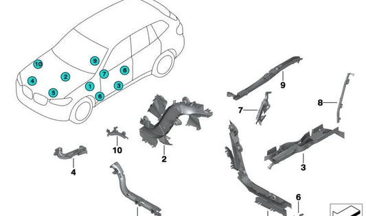 Conducto de cables pilar A derecha para BMW X3 F97, G01, X4 F98, G02 (OEM 61136802120). Original BMW