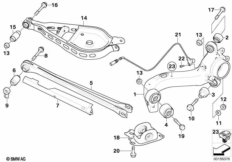 Vis hexagonale avec bride pour BMW X3 E83, E83N (OEM 33303452468). BMW d'origine.