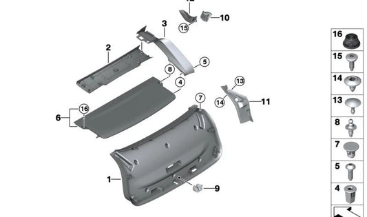 Tornillo de cabeza con brida OEM 07147402849 para BMW F45, F46, F91, F92, F93, G14, G15, G16, F48, F39, G01, F97, G02, F98, G05, G07. Original BMW.