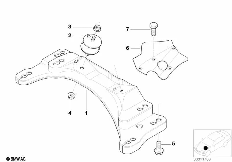 Soporte de transmisión para BMW E46, E85 (OEM 22321096931). Original BMW.