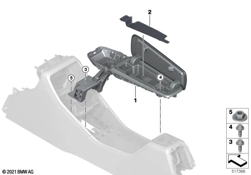 Tapa reposabrazos central para BMW Serie 2 U06, X1 U11 (OEM 51164A1CA48). Original BMW.