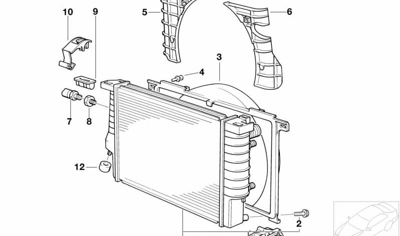 Carcasa del Ventilador para BMW E36 (OEM 17112227684). Original BMW